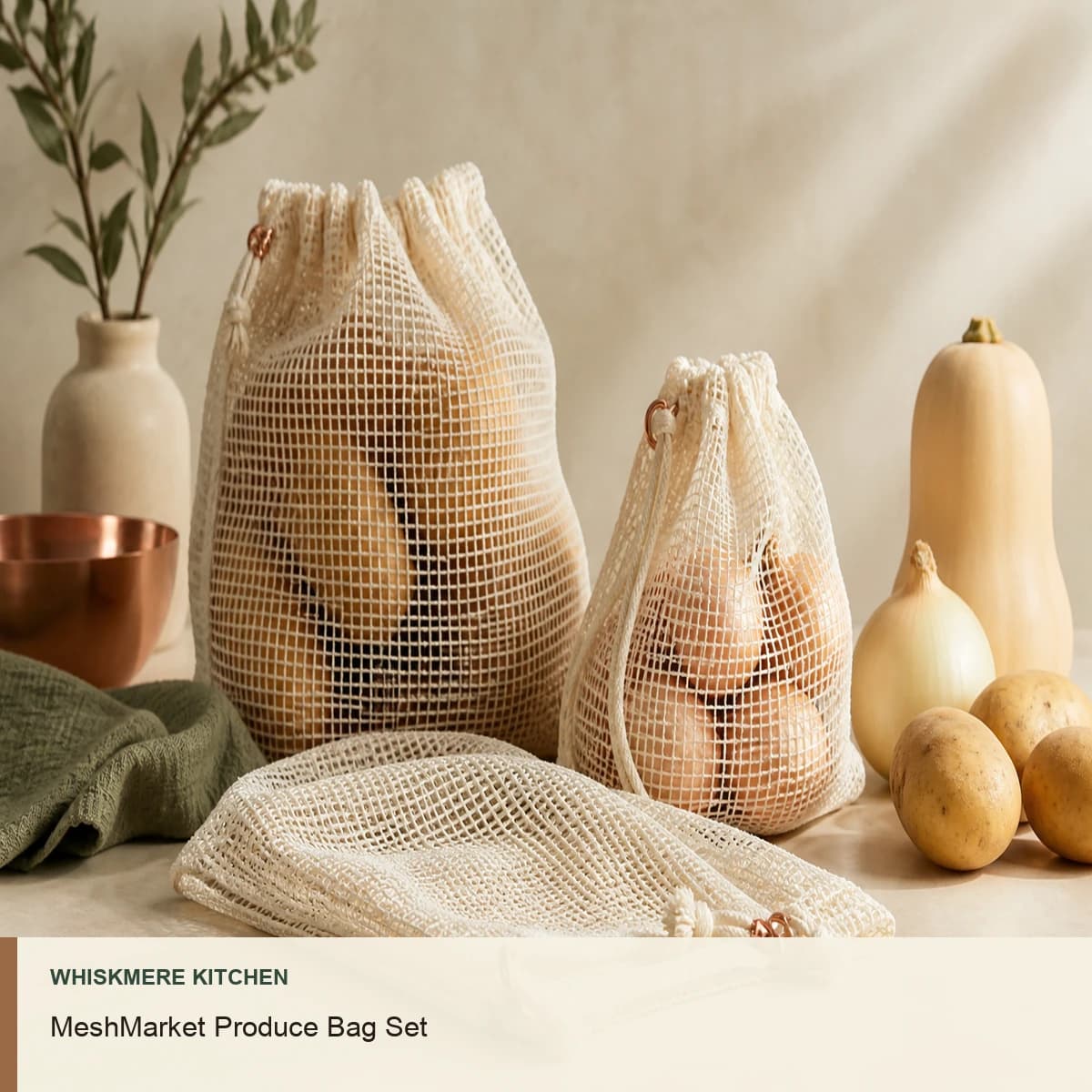 MeshMarket Produce Bag Set by Whiskmere Kitchen